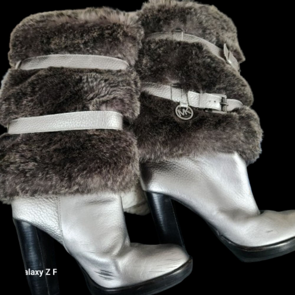 Michael Kors, 5.5, silver boots w/fur